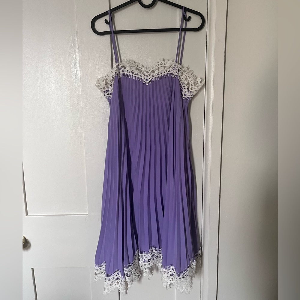 Anthropologie Purple and White Mini Dress